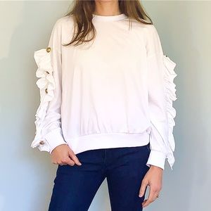 CQ by CQ white ruffle sleeve shirt
